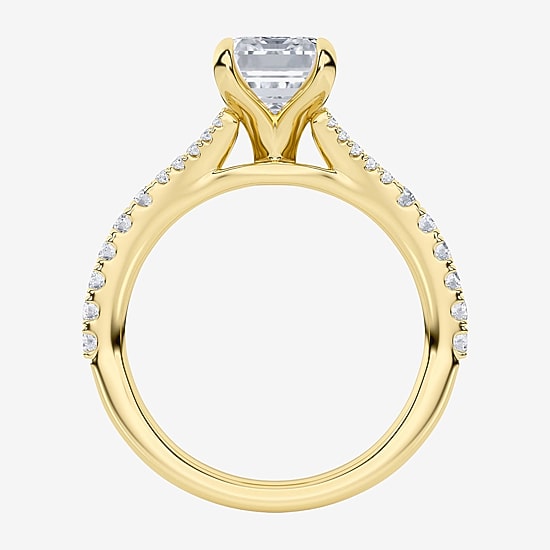(F / Vs2) Womens 3 CT. T.W. Lab Grown White Diamond 14K Gold Side Stone Engagement Ring