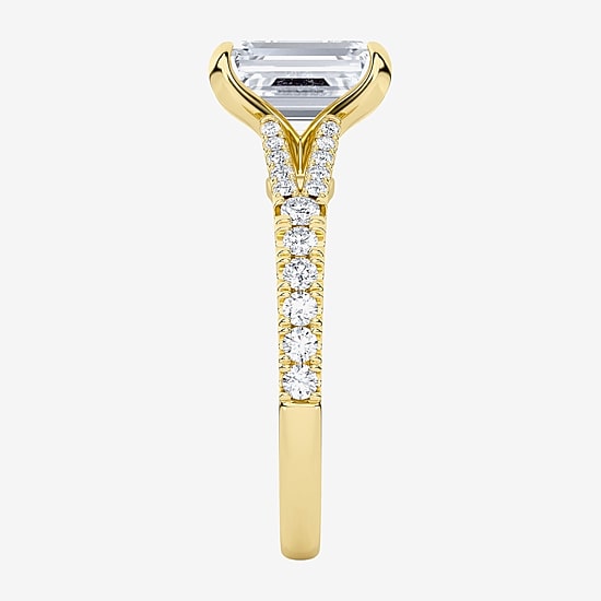 (F / Vs2) Womens 3 CT. T.W. Lab Grown White Diamond 14K Gold Side Stone Engagement Ring