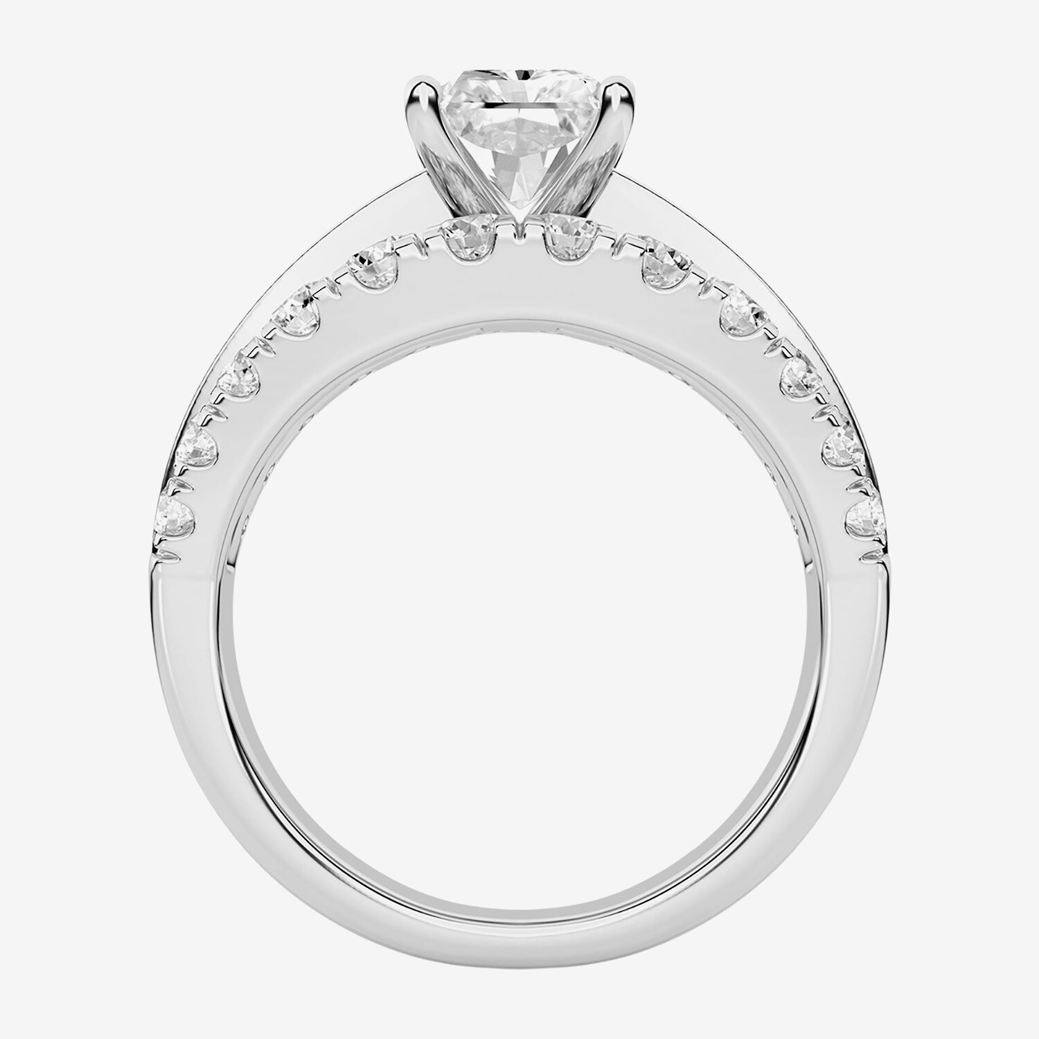 F / Vs2) Womens CT. T.W. Lab Grown White Diamond 10K Gold Rectangular Side Stone Engagement Ring