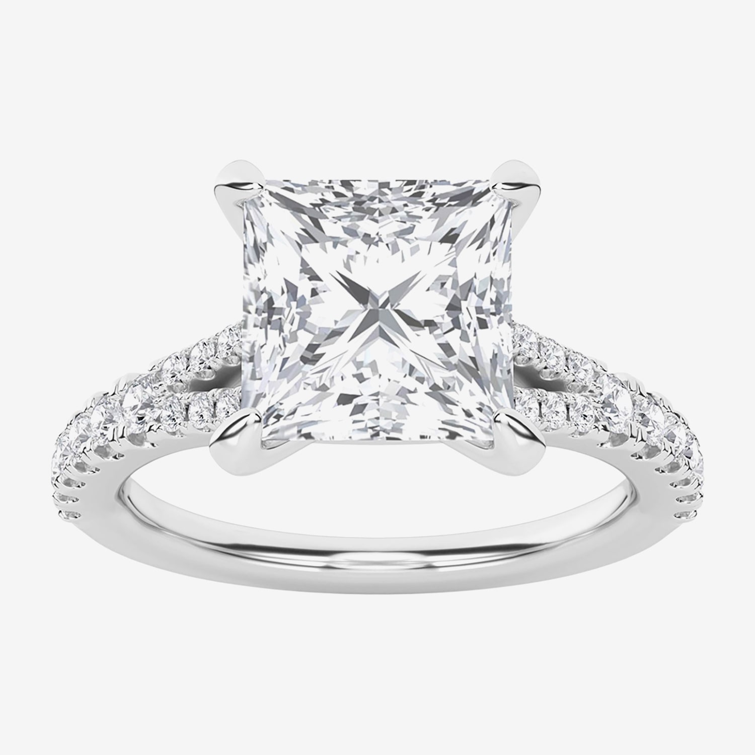 F / Vs2) Womens CT. T.W. Lab Grown White Diamond 14K Gold Side Stone Engagement Ring