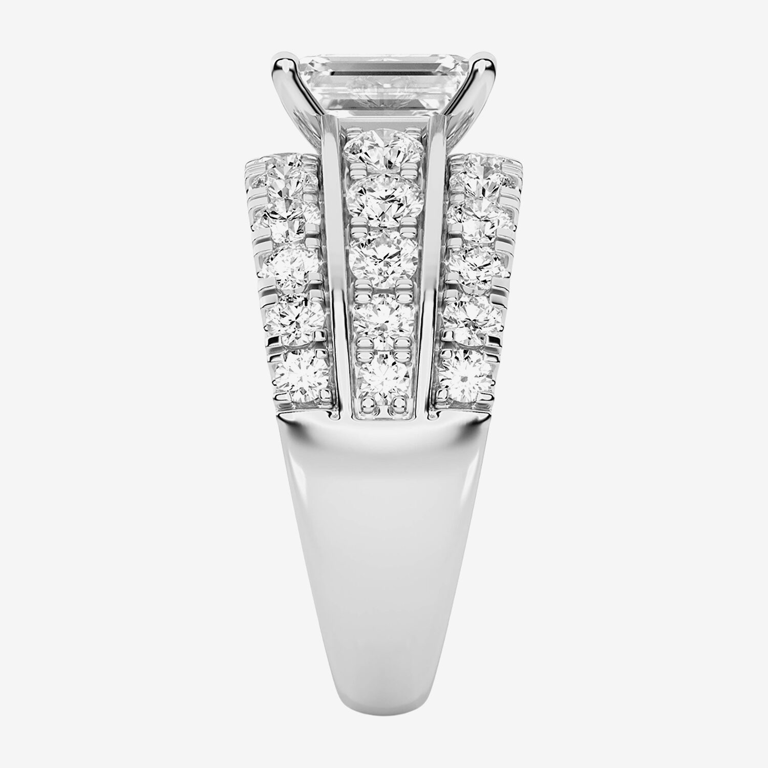 F / Vs2) Womens CT. T.W. Lab Grown White Diamond 10K Gold Rectangular Side Stone Engagement Ring