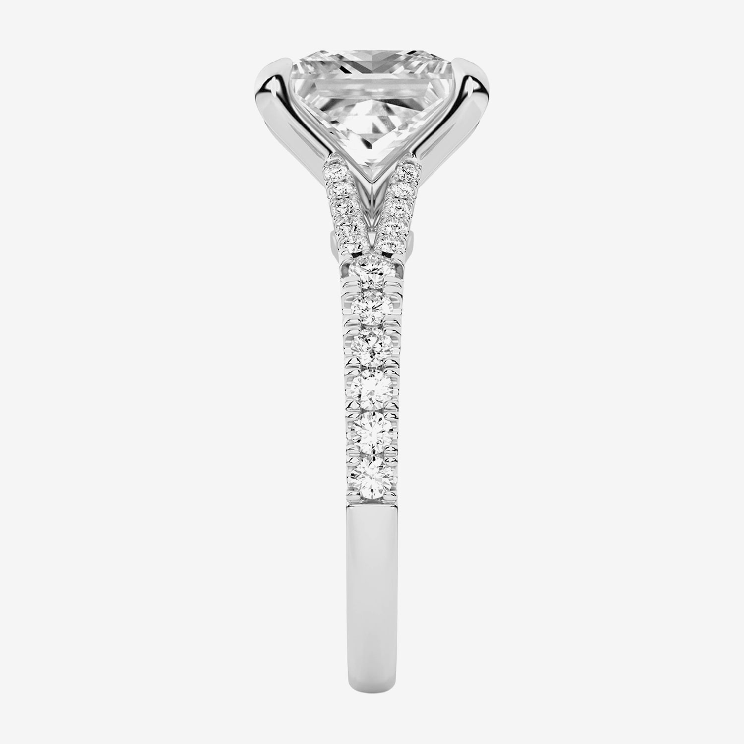 F / Vs2) Womens CT. T.W. Lab Grown White Diamond 14K Gold Side Stone Engagement Ring