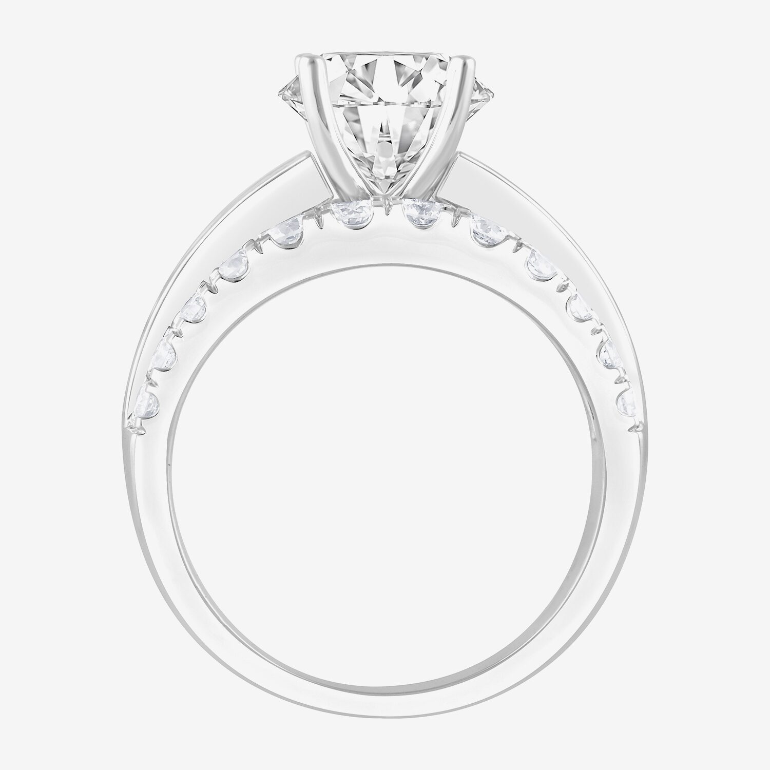 (F / Vs2) Womens 3 1/3 Ct. T.W. Lab Grown White Diamond 10K Gold Round Side Stone Engagement Ring