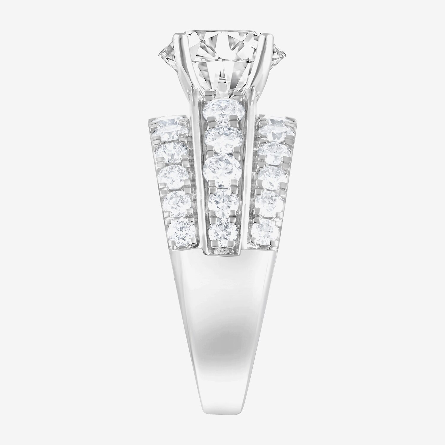 (F / Vs2) Womens 3 1/3 Ct. T.W. Lab Grown White Diamond 10K Gold Round Side Stone Engagement Ring