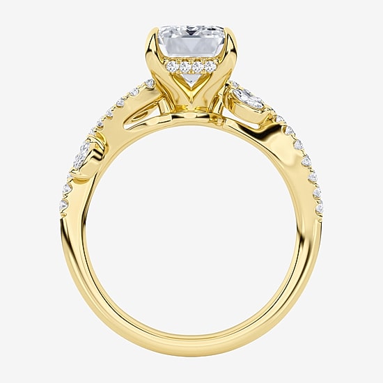 (F / Vs2) Womens 3 1/4 CT. T.W. Lab Grown White Diamond 14K Gold Side Stone Engagement Ring