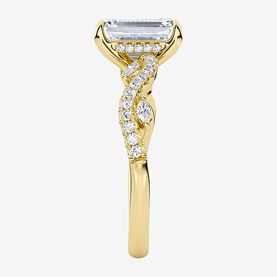 (F / Vs2) Womens 3 1/4 CT. T.W. Lab Grown White Diamond 14K Gold Side Stone Engagement Ring