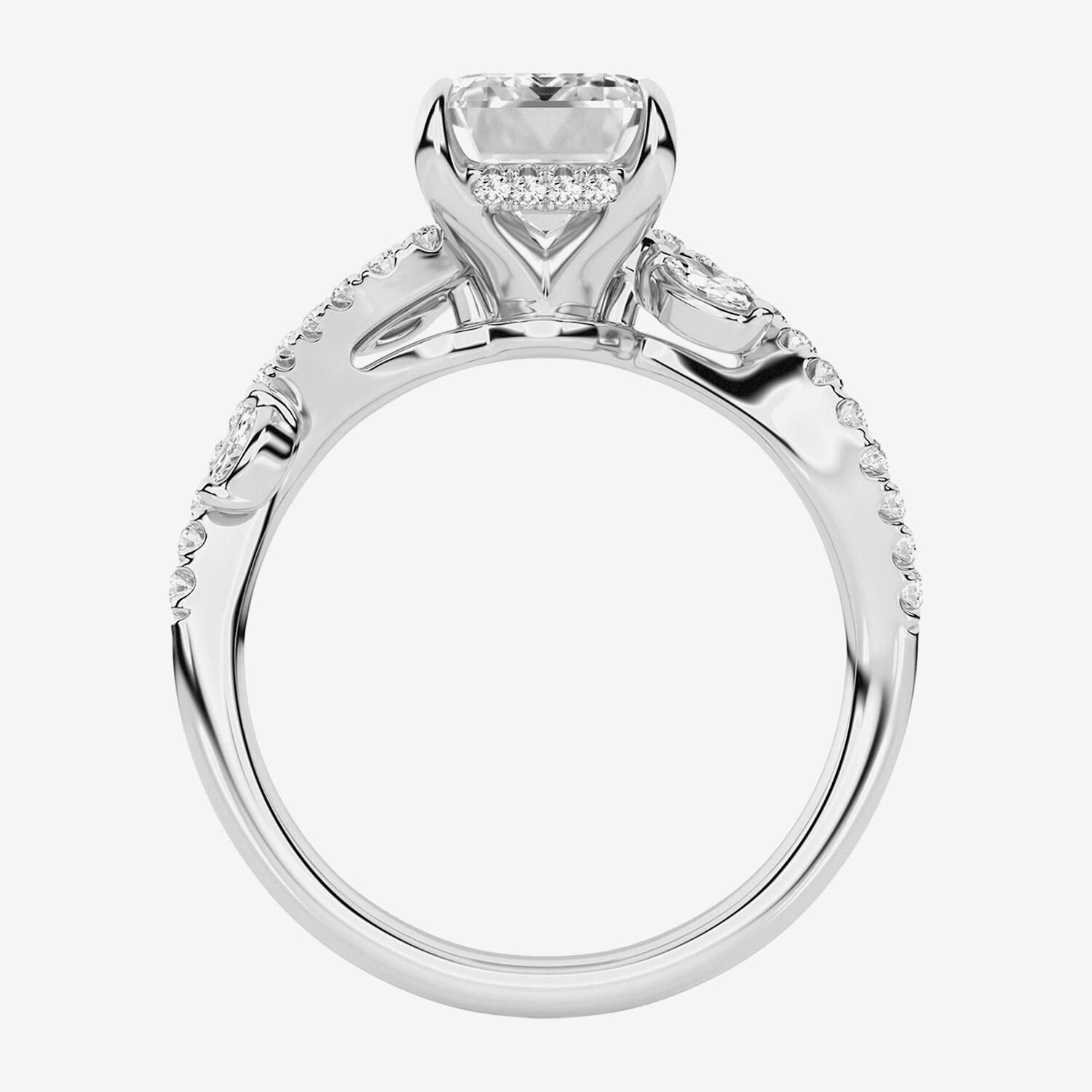 (F / Vs2) Womens 3 1/4 CT. T.W. Lab Grown White Diamond 14K Gold Side Stone Engagement Ring