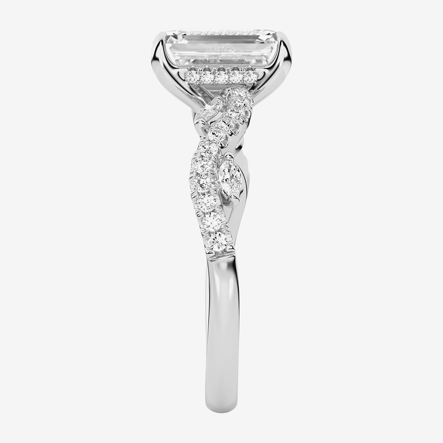 (F / Vs2) Womens 3 1/4 CT. T.W. Lab Grown White Diamond 14K Gold Side Stone Engagement Ring