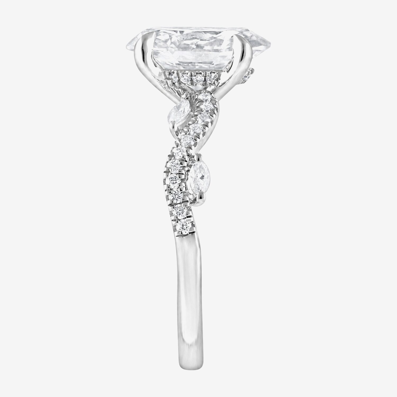Signature By Modern Bride (F / Vs2) Womens 3 1/4 CT. T.W. Lab Grown White Diamond 14K Gold Oval Side Stone Engagement Ring
