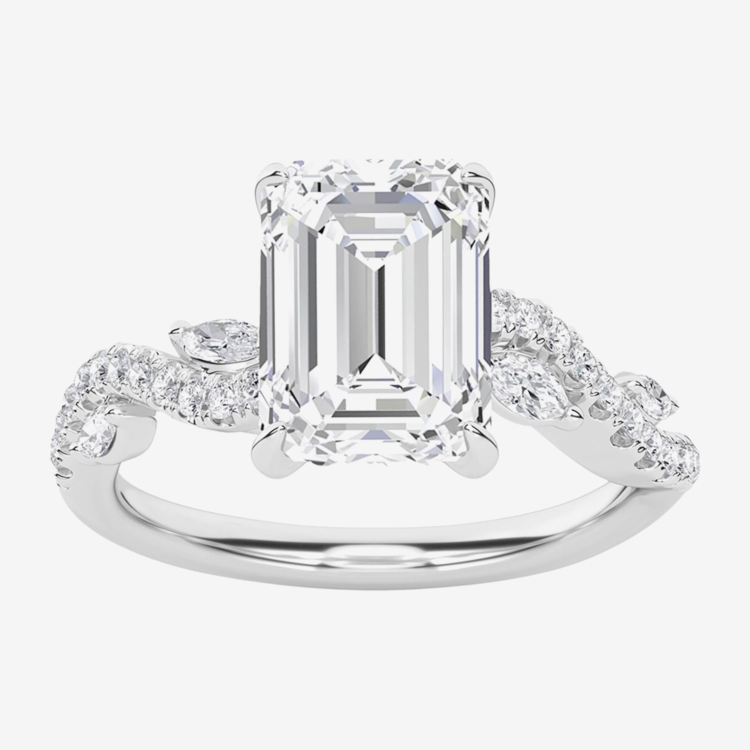 (F / Vs2) Womens 3 1/4 CT. T.W. Lab Grown White Diamond 14K Gold Side Stone Engagement Ring