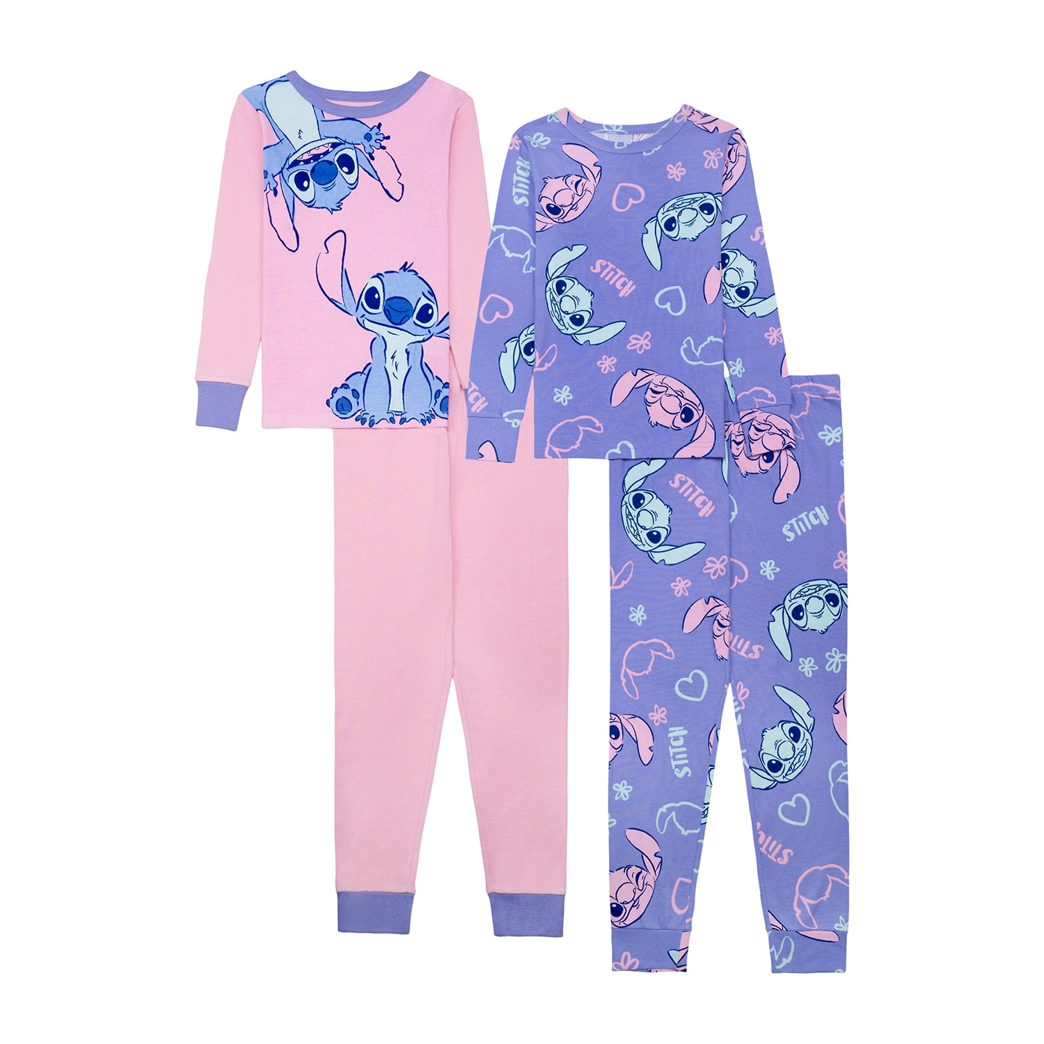 Disney Collection Little & Big Kid Girls Lilo Stitch Long Sleeve 4-pc. Pajama Set