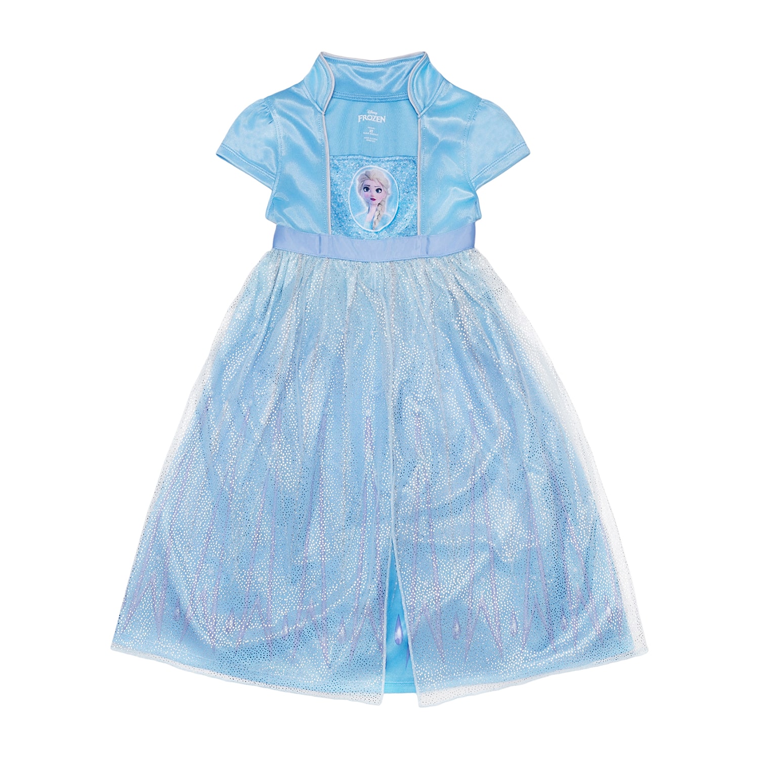 Disney Collection Toddler Girls Frozen Satin Square Neck Short Sleeve Nightgown