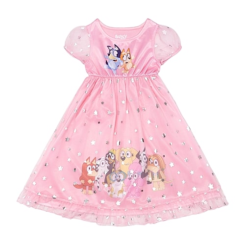 Licensed Properties Babies' Fall26 Toddler Girls Long Sleeve Crew Neck Bluey Nightgown In Pink