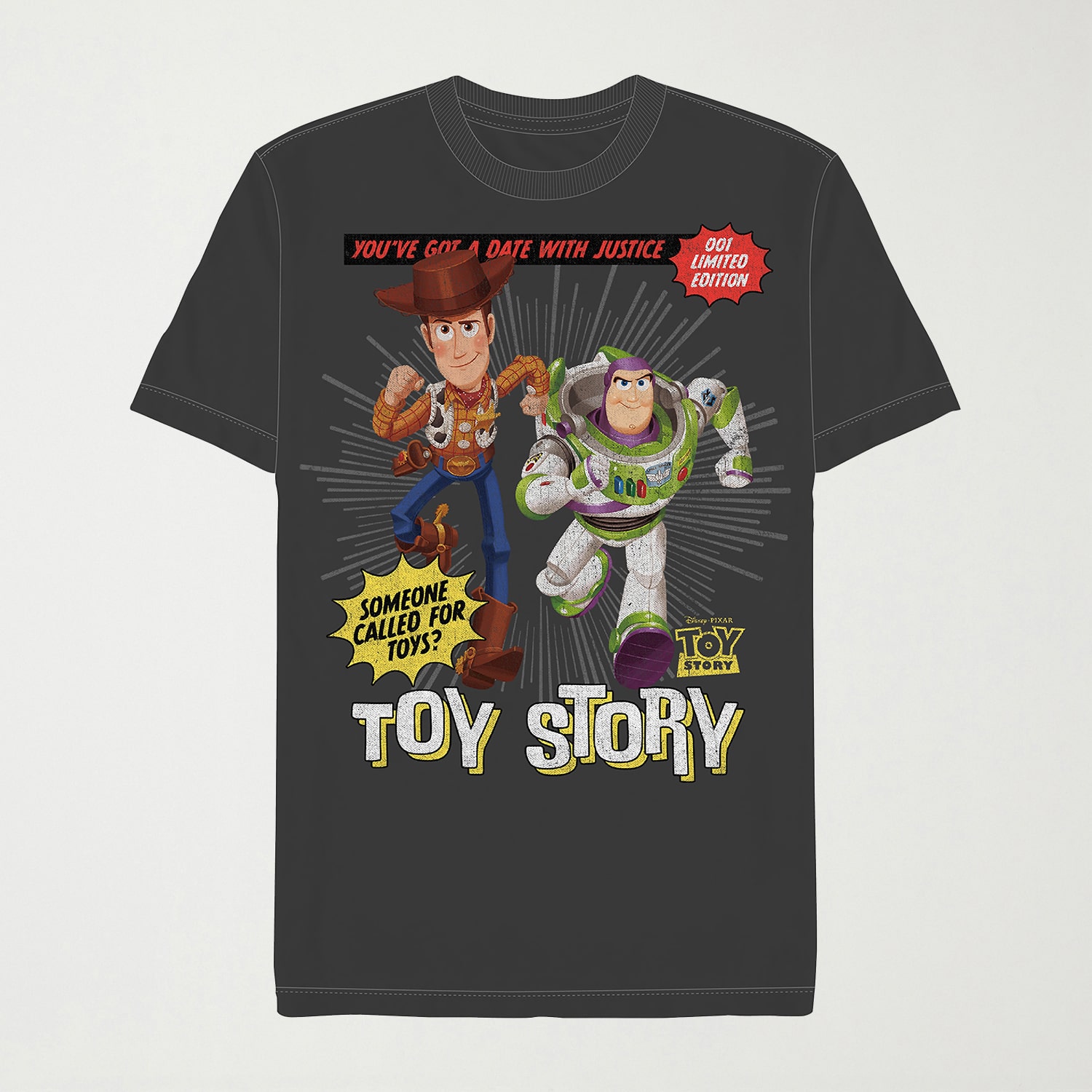 Novelty Mens Crew Neck Short Sleeve Regular Fit Buzz Lightyear Toy Story Woody Graphic T-Shirt