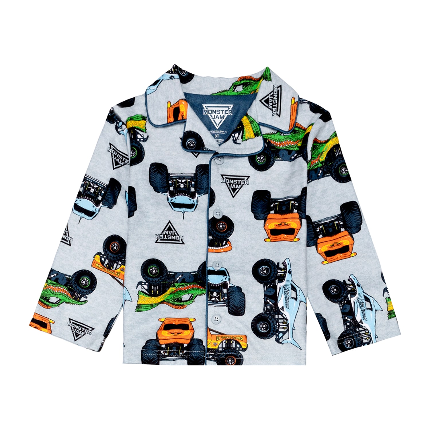 Boys Licensed Pajamas Toddler Monster Jam Long Sleeve 2-pc. Pajama Set