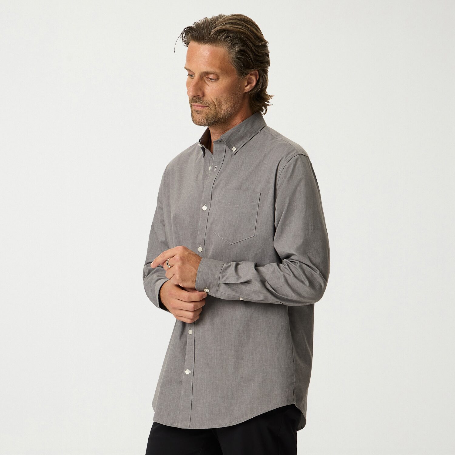 Dockers Stain Defender Mens Long Sleeve Regular Fit Button-Down Shirt