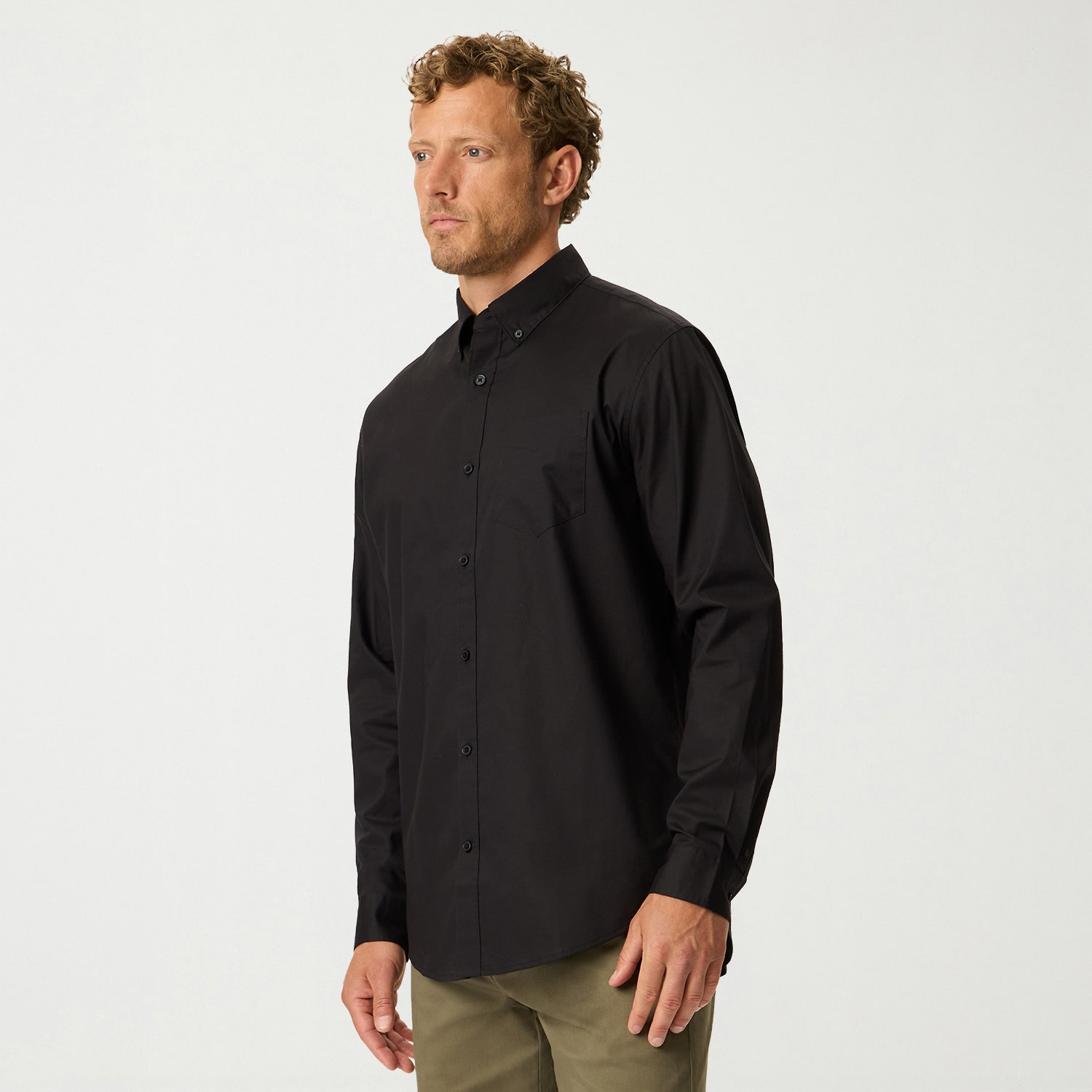 Dockers Stain Defender Mens Long Sleeve Regular Fit Button-Down Shirt