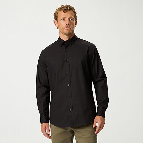 Dockers Stain Defender Mens Long Sleeve Regular Fit Button-down Shirt In Black