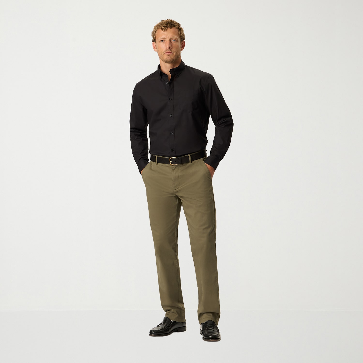 Dockers Stain Defender Mens Long Sleeve Regular Fit Button-Down Shirt