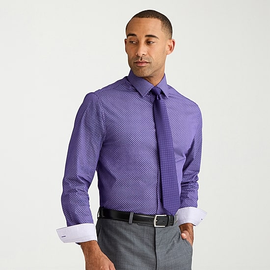Nick Graham Mens Spread Collar Long Sleeve Stretch Fabric Shirt + Tie Set