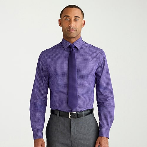 Nick Graham Mens Spread Collar Long Sleeve Stretch Fabric Shirt + Tie Set In Purple