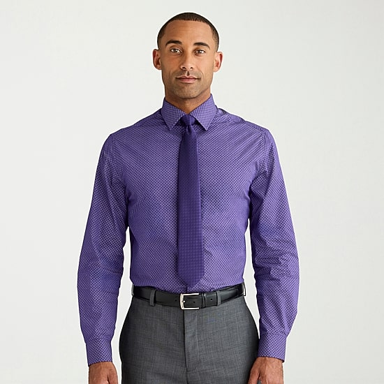 Nick Graham Mens Spread Collar Long Sleeve Stretch Fabric Shirt + Tie Set