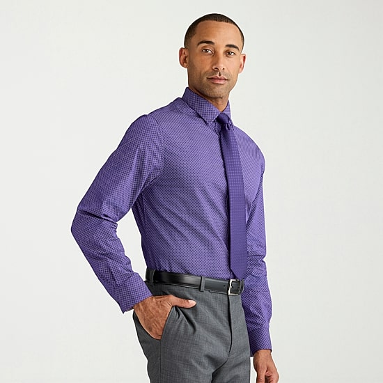 Nick Graham Mens Spread Collar Long Sleeve Stretch Fabric Shirt + Tie Set