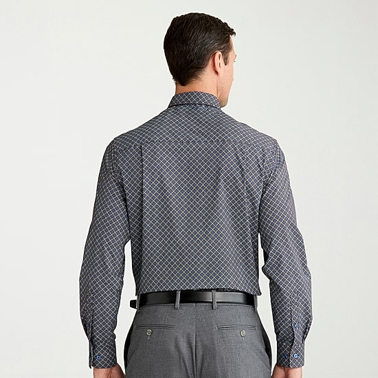 Nick Graham Mens Spread Collar Long Sleeve Stretch Fabric Shirt + Tie Set