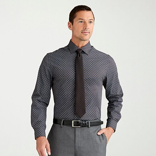 Nick Graham Mens Spread Collar Long Sleeve Stretch Fabric Shirt + Tie Set In Brown