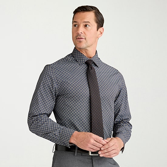 Nick Graham Mens Spread Collar Long Sleeve Stretch Fabric Shirt + Tie Set
