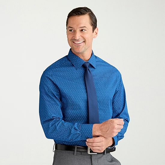 Nick Graham Mens Spread Collar Long Sleeve Stretch Fabric Shirt + Tie Set