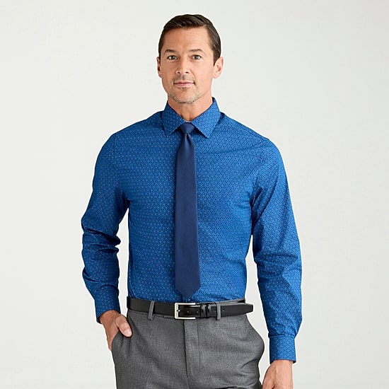 Nick Graham Mens Spread Collar Long Sleeve Stretch Fabric Shirt + Tie Set