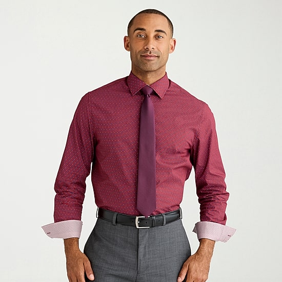 Nick Graham Mens Spread Collar Long Sleeve Stretch Fabric Shirt + Tie Set