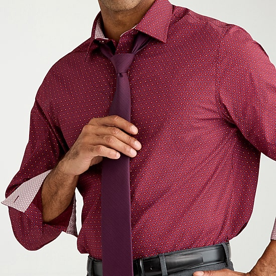 Nick Graham Mens Spread Collar Long Sleeve Stretch Fabric Shirt + Tie Set