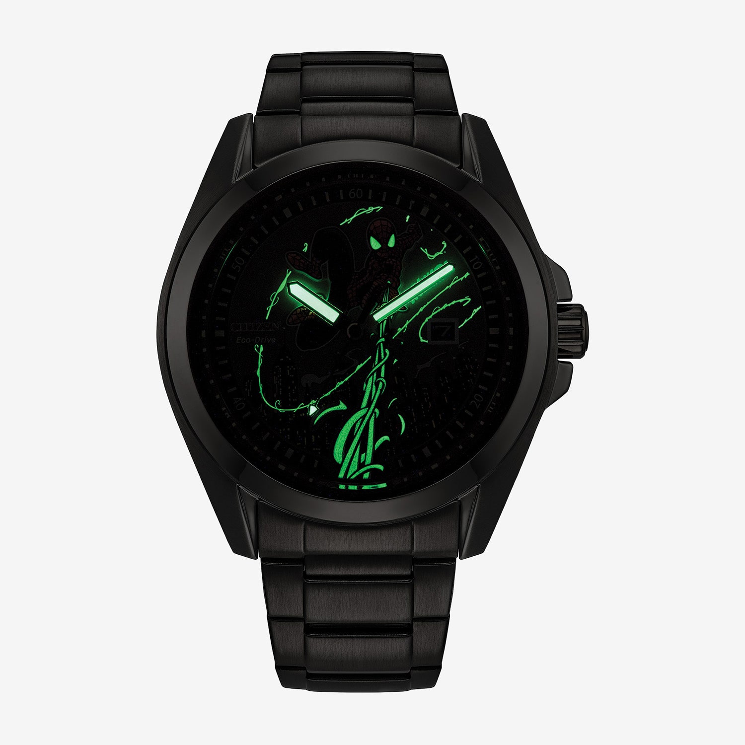 Citizen Spider Man Mens Gray Stainless Steel Bracelet Watch Aw1437-61w