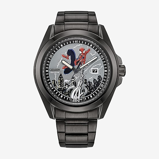 Citizen Spider Man Mens Gray Stainless Steel Bracelet Watch Aw1437-61w