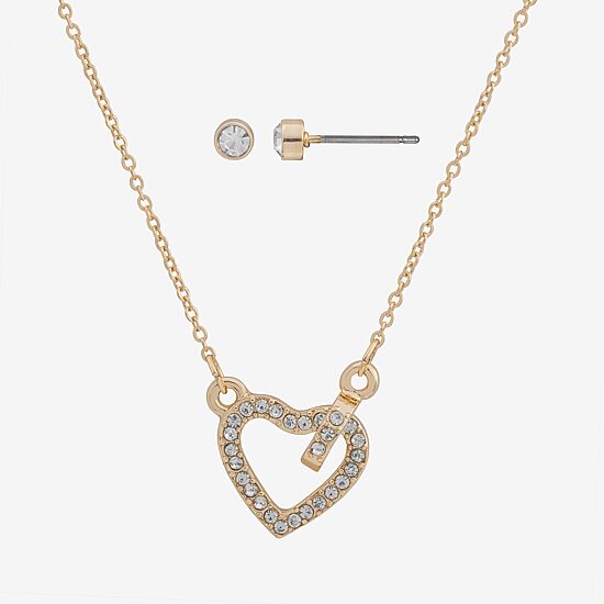 Bijoux Bar Delicates Womens Glass Heart 2-pc. Jewelry Set