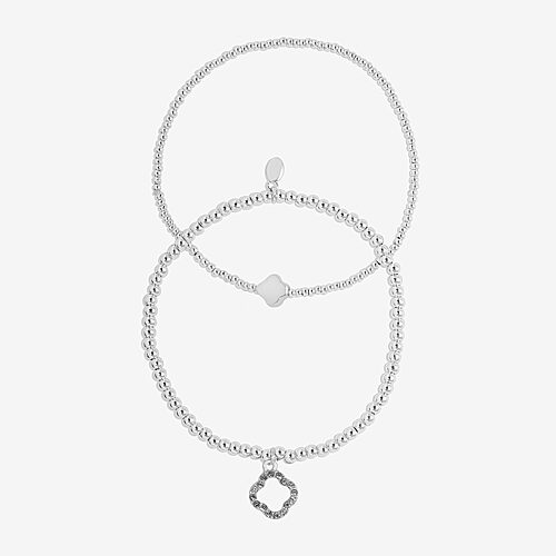 Bijoux Bar Delicates Womens 2-pc. Glass Bracelet Set In Silver