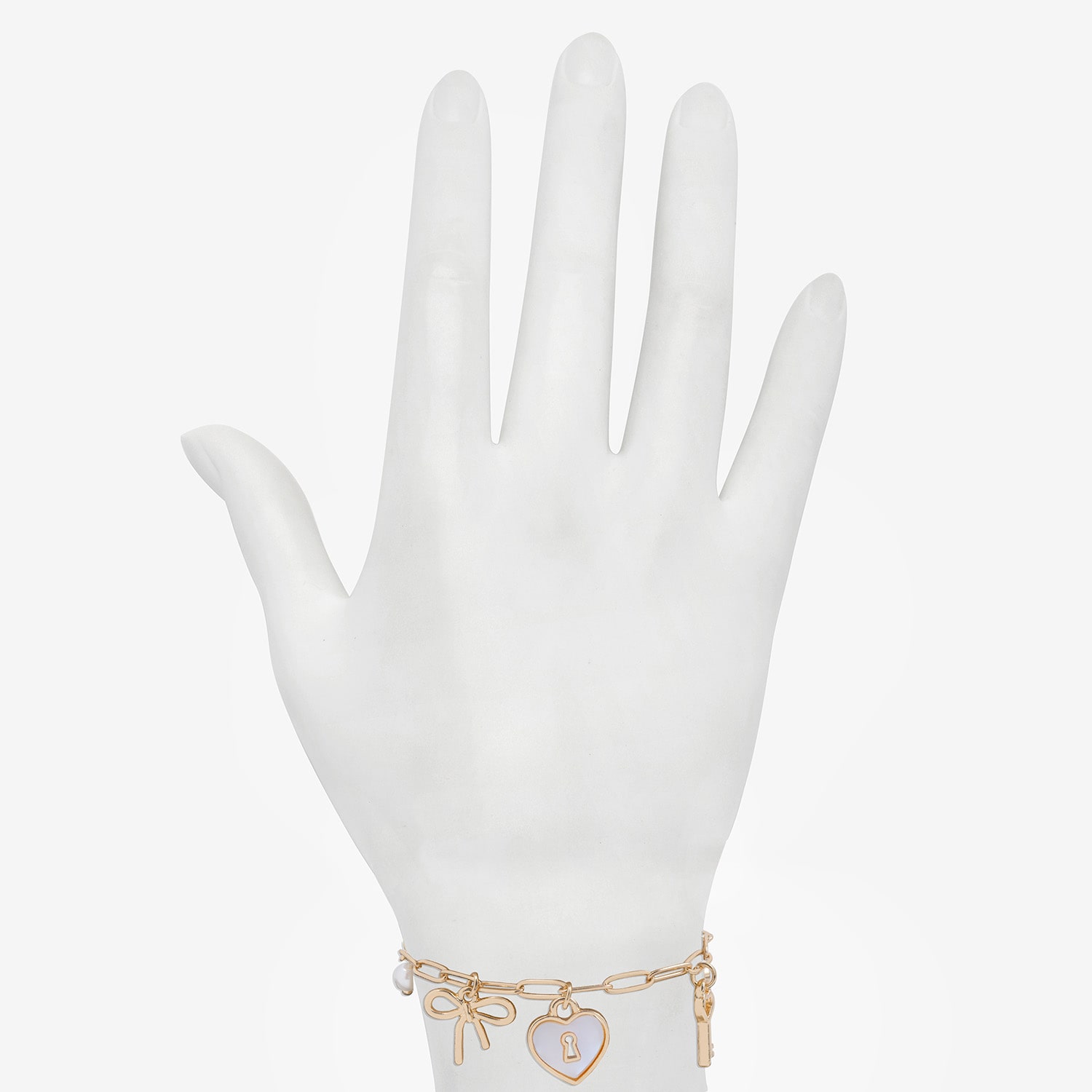 Bijoux Bar Delicates Womens White Glass Heart Stretch Bracelet
