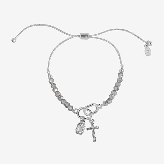 Bijoux Bar Delicates Womens Glass Cross Beaded Bracelet