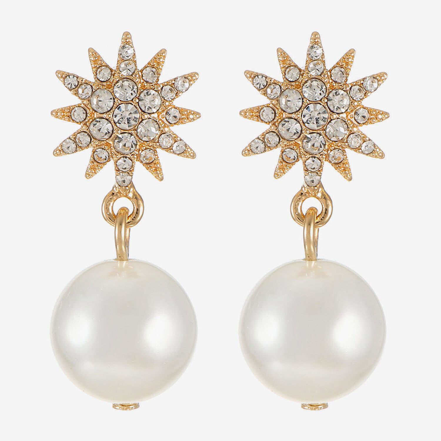 Monet Jewelry Womens Glass Simulated Pearl Star Hypoallergenic Drop Earrings