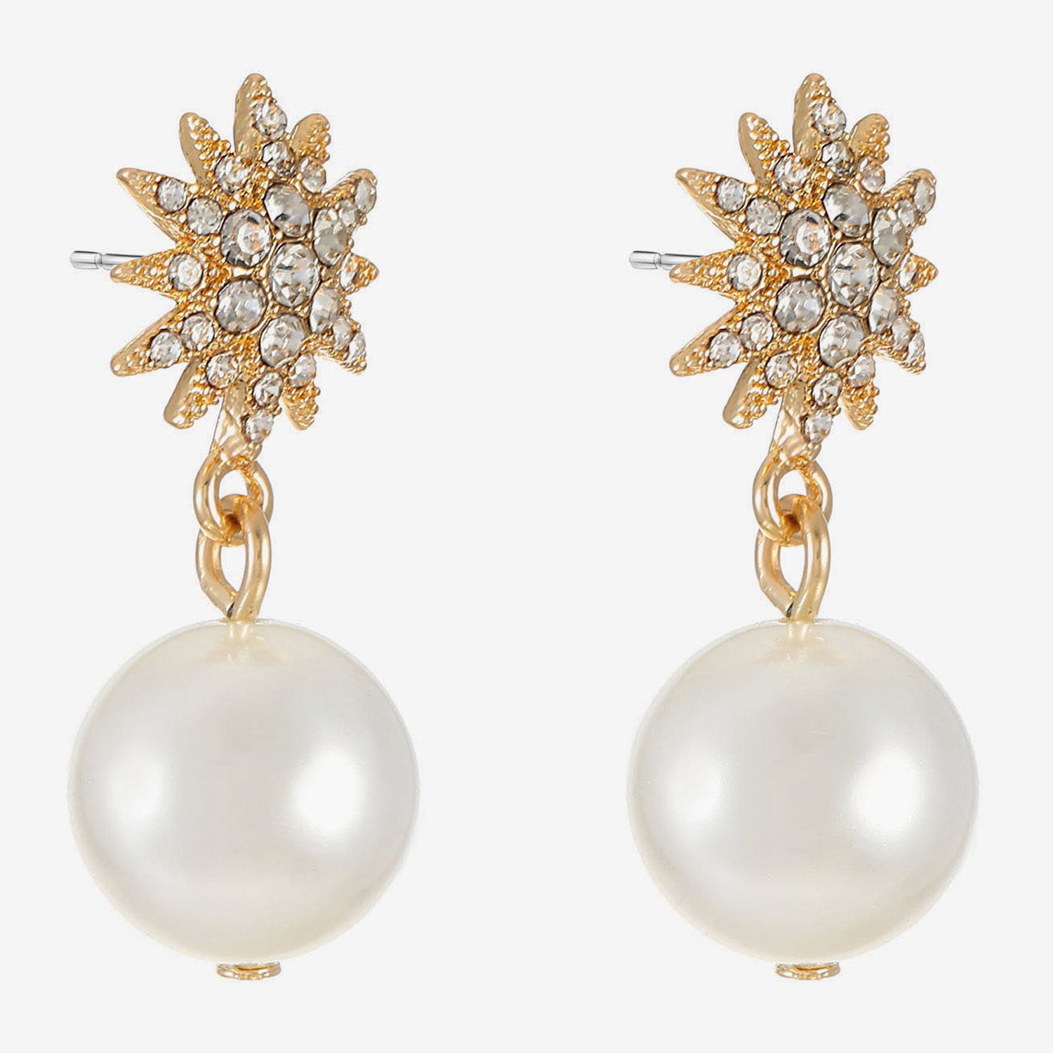 Monet Jewelry Womens Glass Simulated Pearl Star Hypoallergenic Drop Earrings