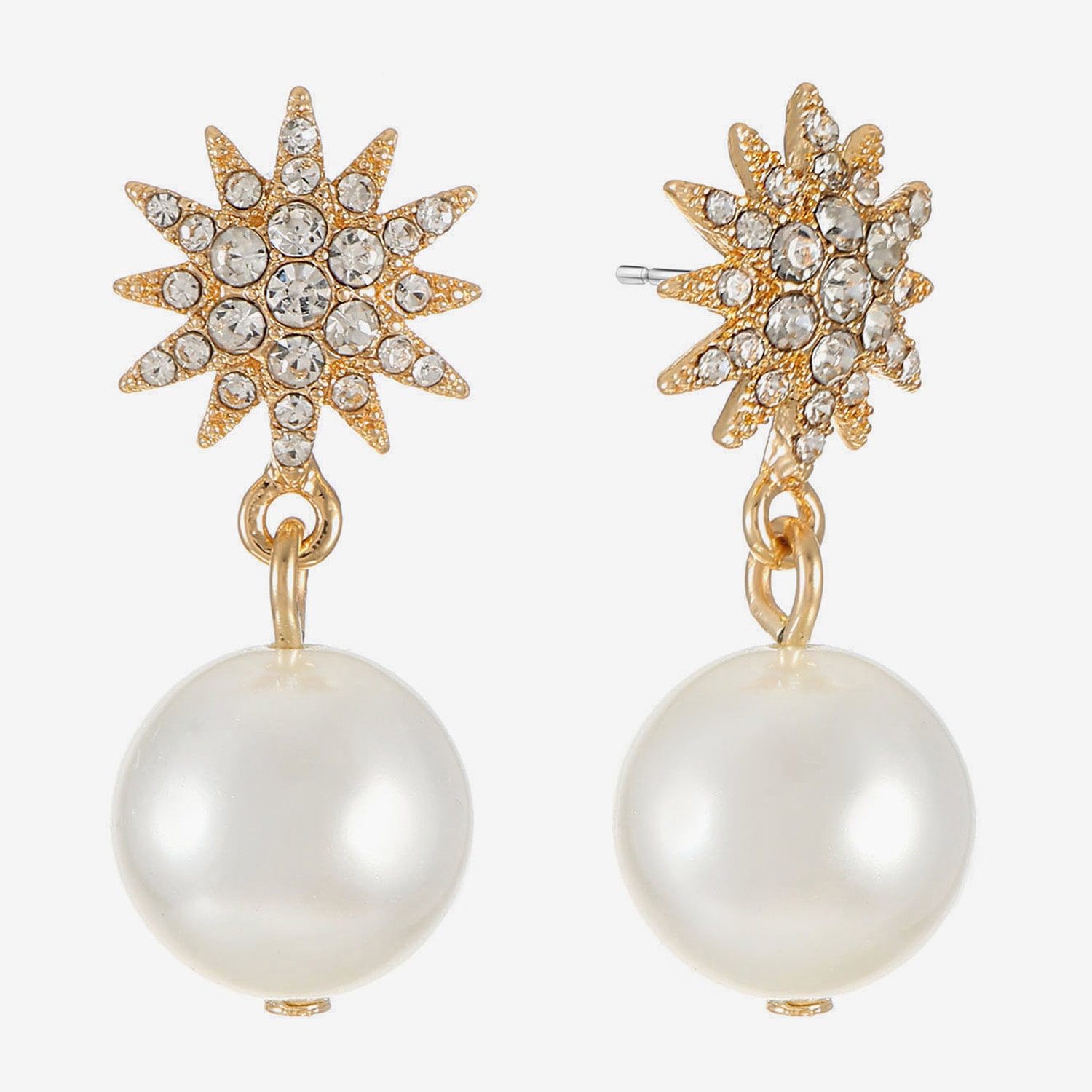 Monet Jewelry Womens Glass Simulated Pearl Star Hypoallergenic Drop Earrings