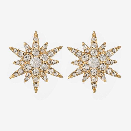 Monet Jewelry Glass Simulated Pearl 19mm Star Stud Earrings
