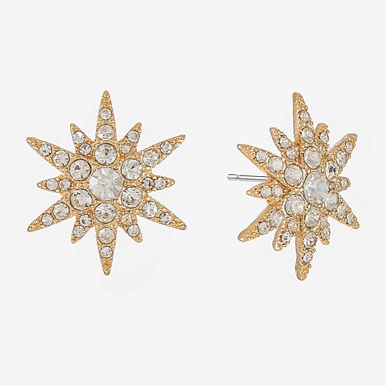 Monet Jewelry Glass Simulated Pearl 19mm Star Stud Earrings