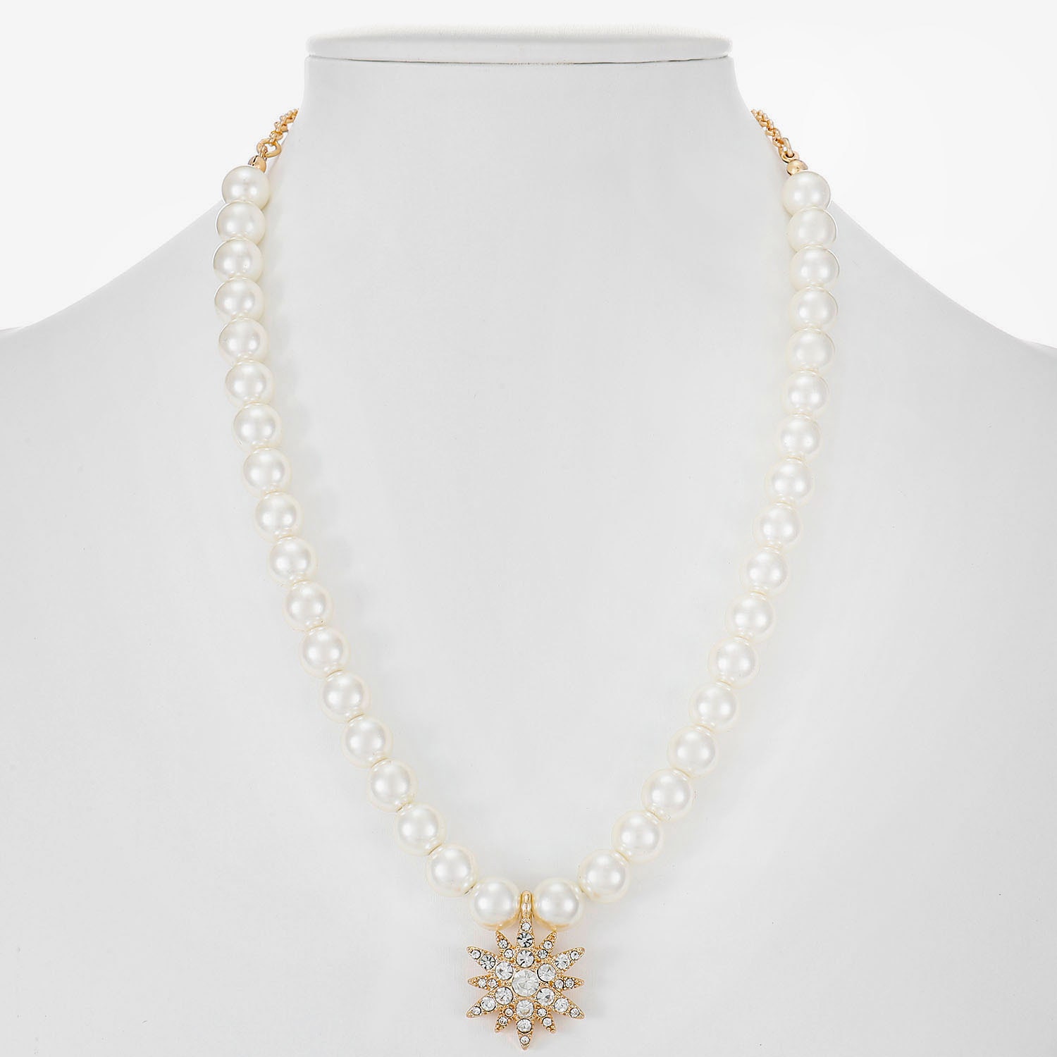 Monet Jewelry Womens Glass Simulated Pearl Star 17 Inch Pendant Necklace