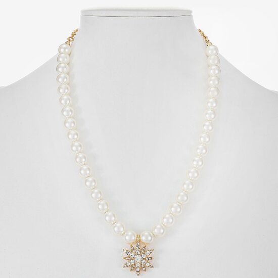 Monet Jewelry Womens Glass Simulated Pearl Star 17 Inch Pendant Necklace