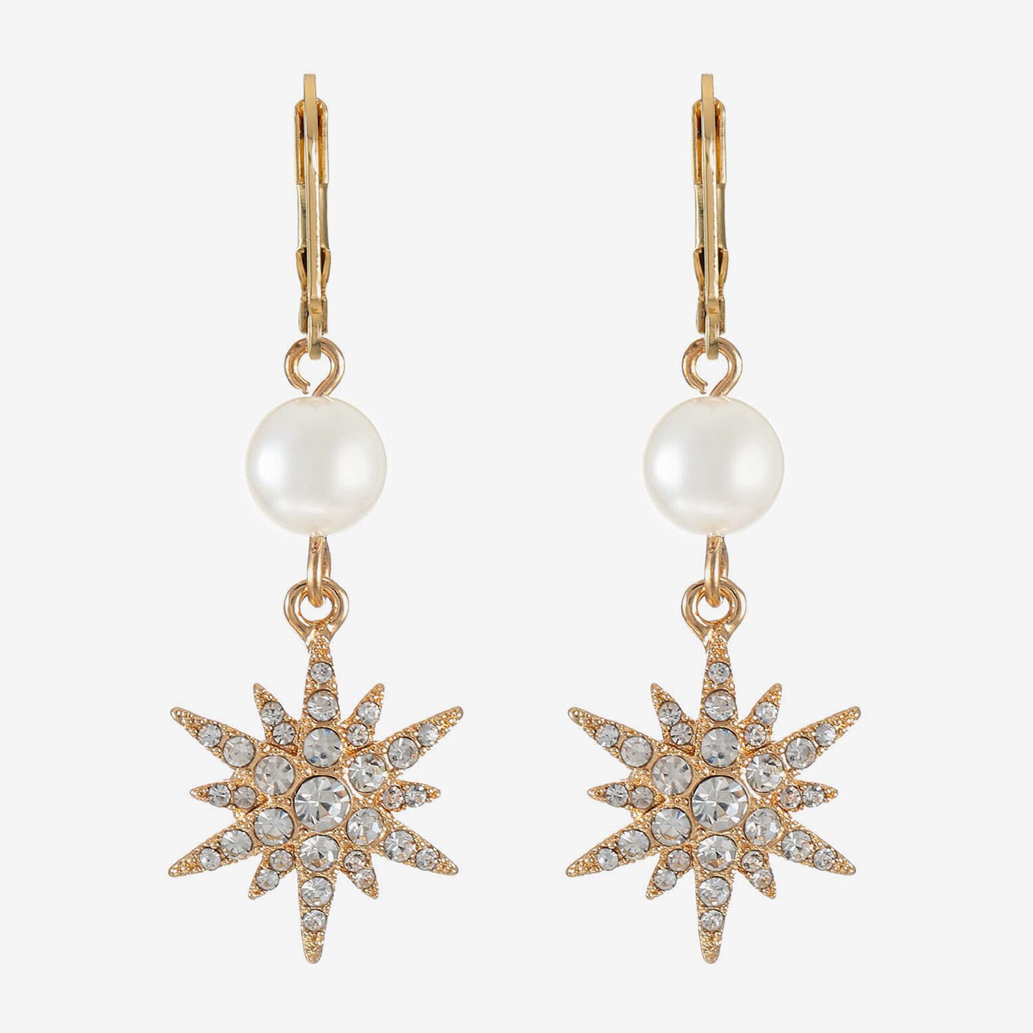 Monet Jewelry Womens Glass Simulated Pearl Star Drop Earrings
