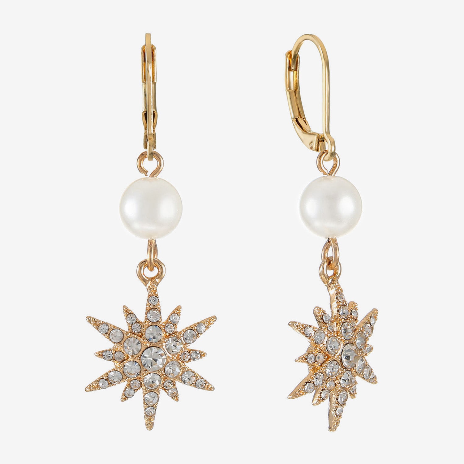 Monet Jewelry Womens Glass Simulated Pearl Star Drop Earrings