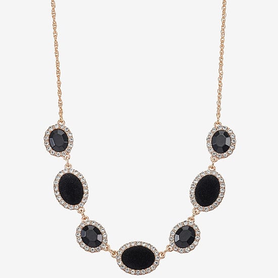 Monet Jewelry Womens Black 17 Inch Collar Necklace
